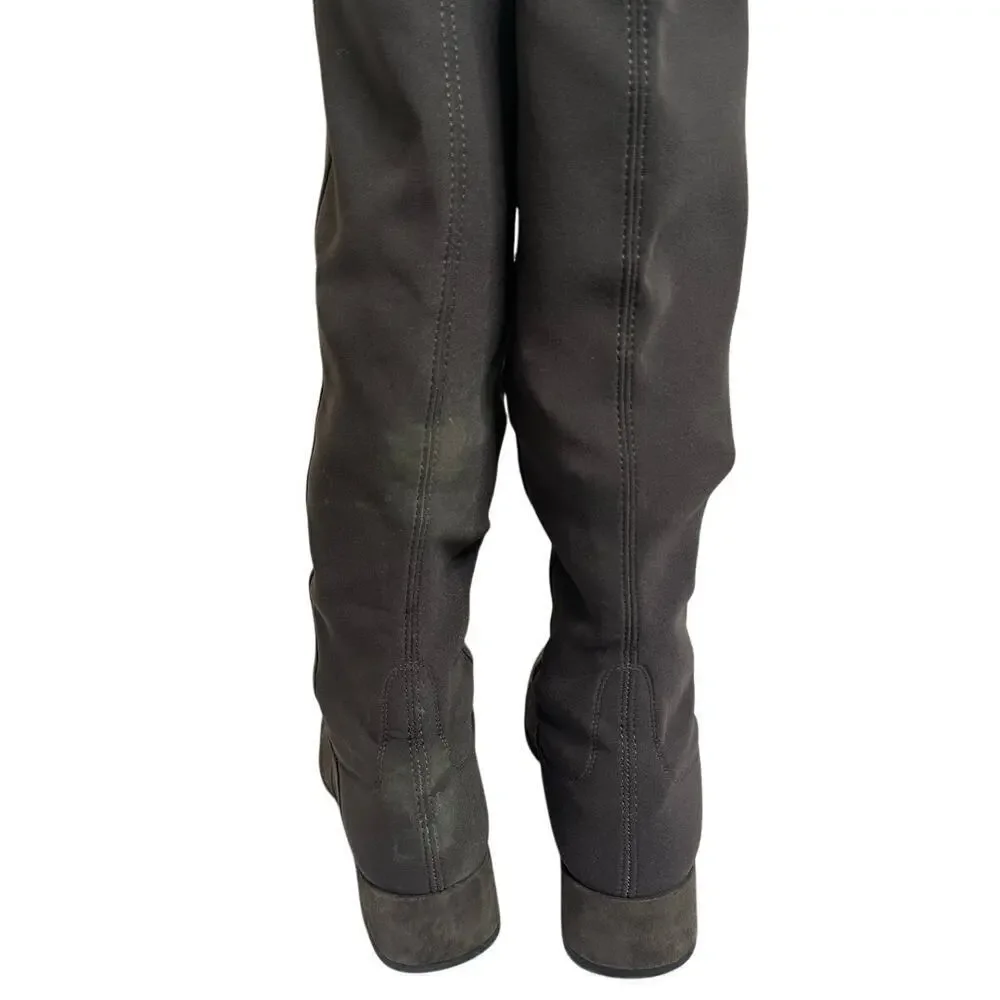 Stuart Weitzman 5050 Over-The-Knee Boots Dark Gray Size 6.5M Leather/Stretch